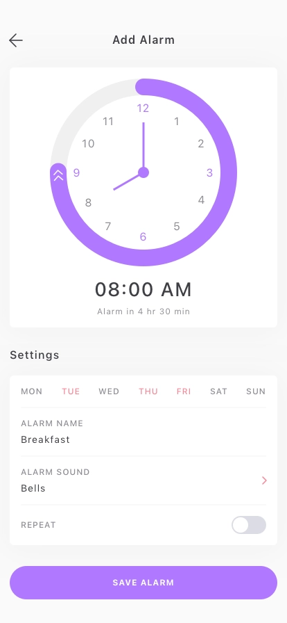 Alarm & Clock Mobile App UI Kit - Screenshot 2