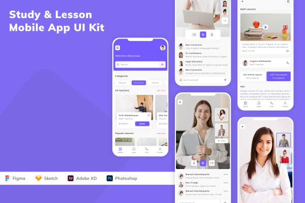 Study & Lesson Mobile App UI Kit