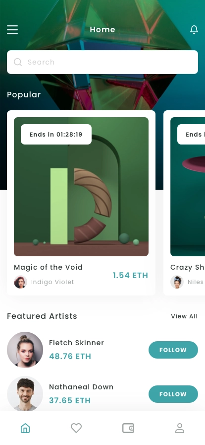 NFT Marketplace Platform Mobile App UI Kit - Screenshot 1