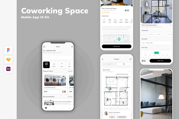 Coworking Space Mobile App UI Kit