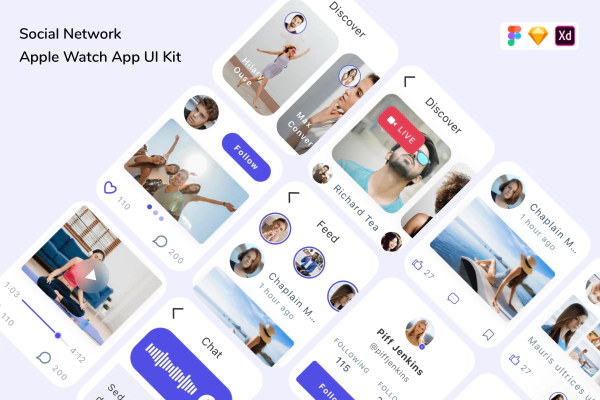 Social Network Apple Watch App UI Kit