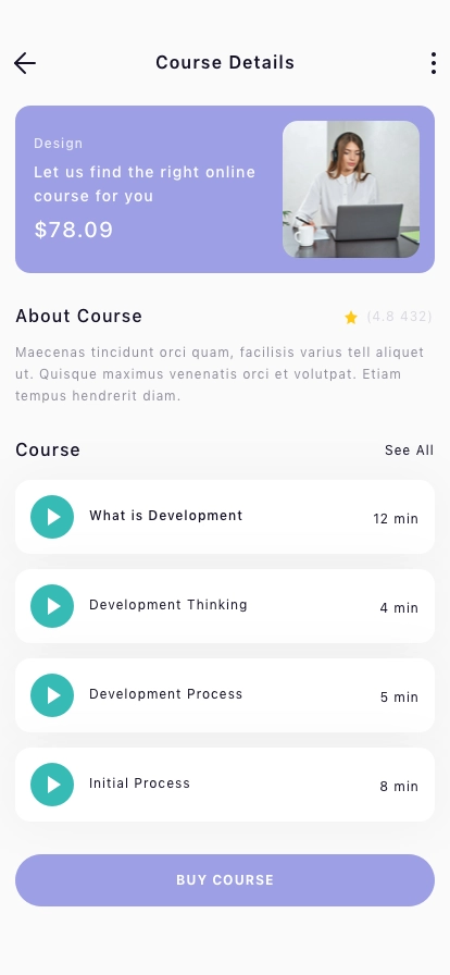 E-Course Mobile App UI Kit - Screenshot 3