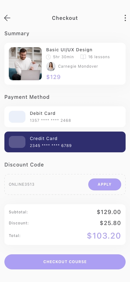 Online Course Mobile App UI Kit - Screenshot 4