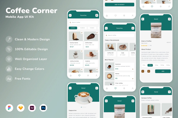 Coffee Corner Mobile App UI Kit