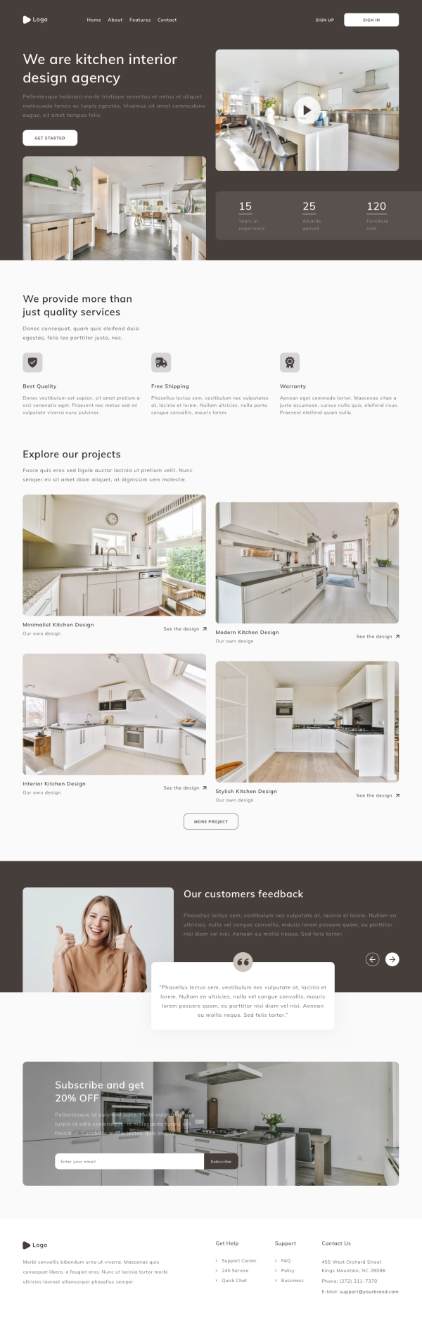 Kitchen & Interior Design Landing Page Template UI Kit - Screenshot 1