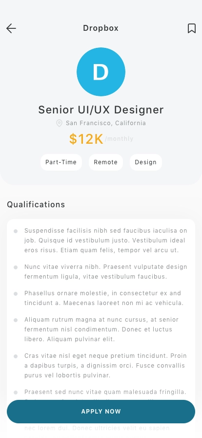 Job Finder Mobile App UI Kit - Screenshot 4