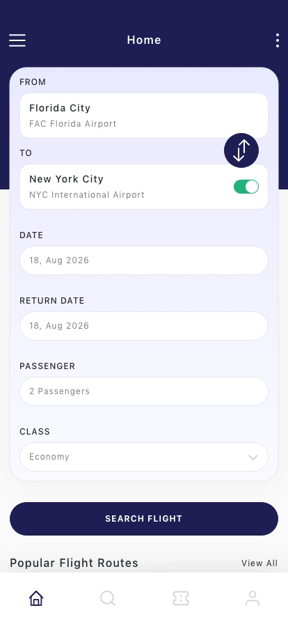 Flight Booking Mobile App UI Kit - Screenshot 1