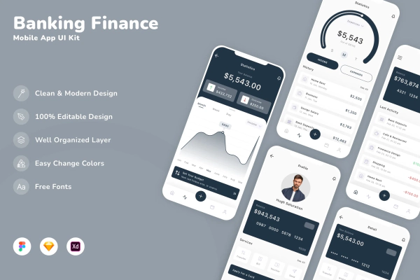 Banking Finance Mobile App UI Kit