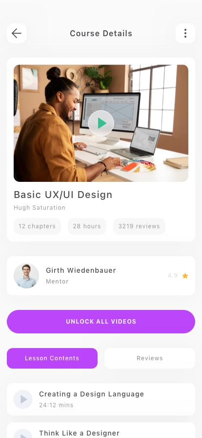 Online Learning Course Mobile App UI Kit - Screenshot 2
