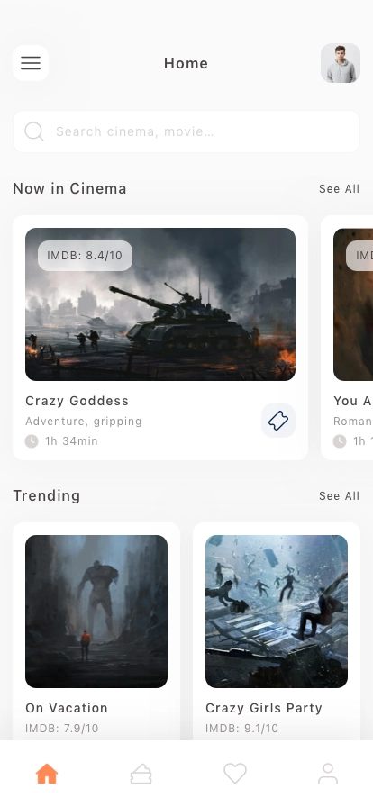 Cinema Booking Mobile App UI Kit - Screenshot 1