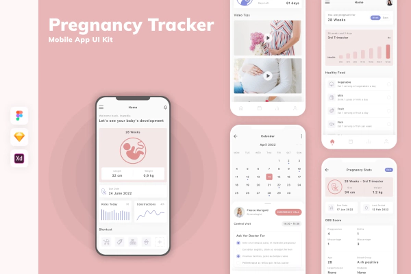 Pregnancy Tracker Mobile App UI Kit