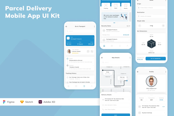 Parcel Delivery Mobile App UI Kit