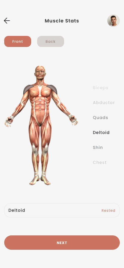 Muscles Condition Heatmap Mobile App UI Kit - Screenshot 5
