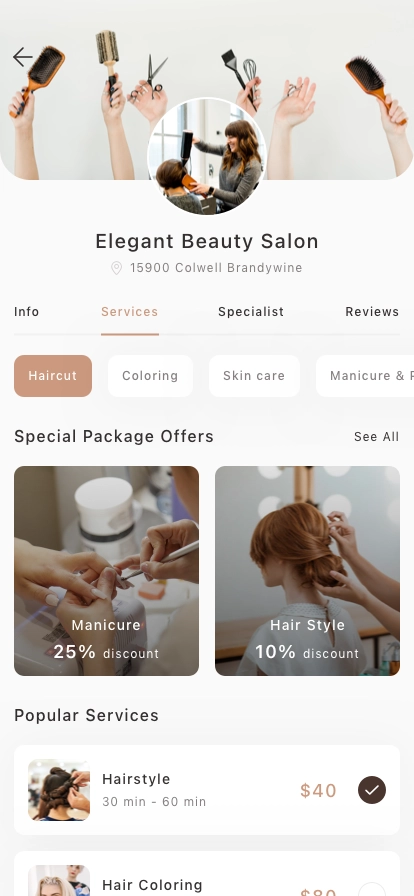Beauty & Hair Salon Mobile App UI Kit - Screenshot 5