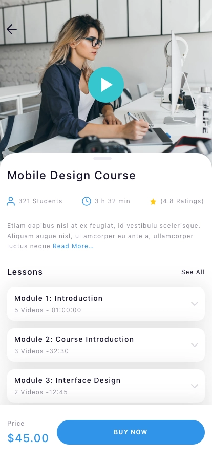 Online Course Mobile App UI Kit - Screenshot 3