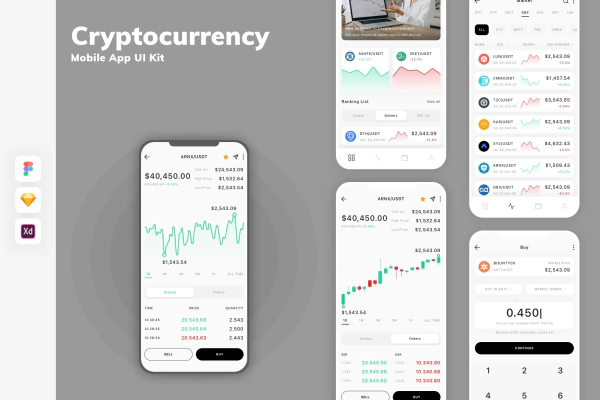 Cryptocurrency Mobile App UI Kit