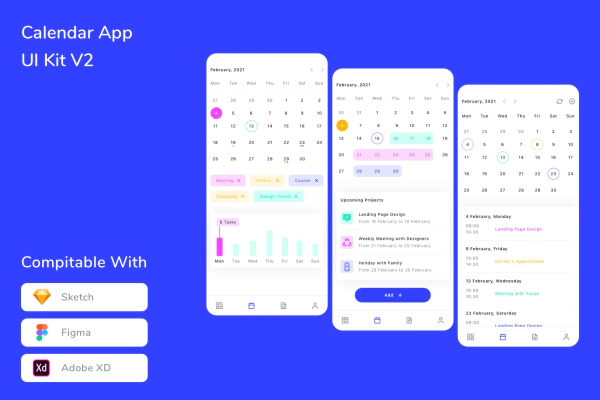 Calendar App UI Kit V2