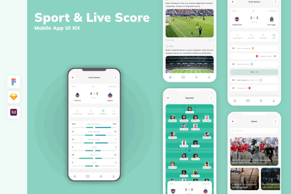 Sport & Live Score Mobile App UI Kit