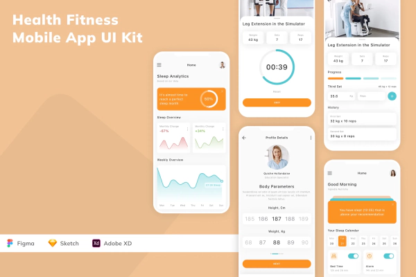 Health Fitness Mobile App UI Kit