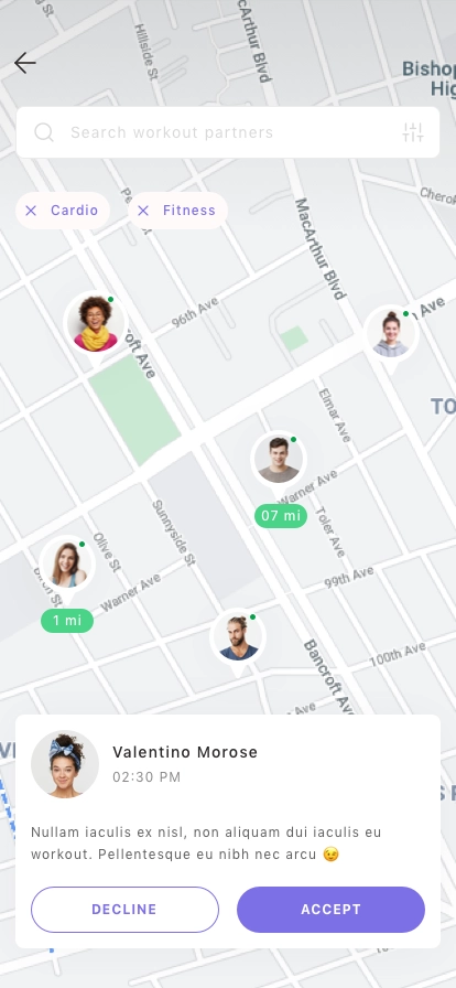 Workout Partners Finder Mobile App UI Kit - Screenshot 4