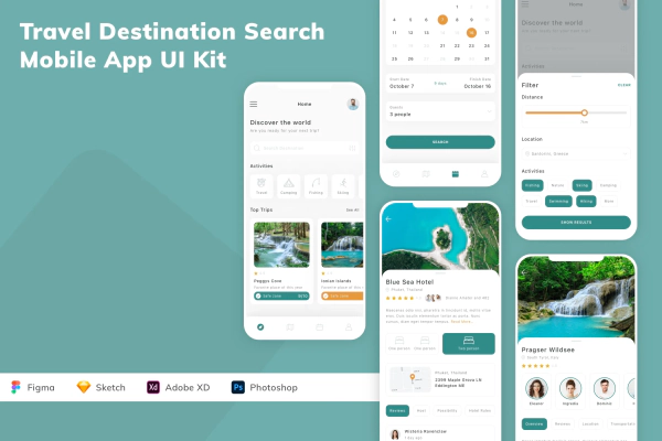 Travel Destination Search Mobile App UI Kit