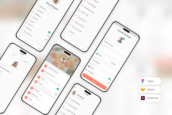 Profile Settings Pack Mobile App UI Kit