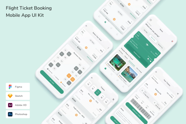 Flight Ticket Booking Mobile App UI Kit