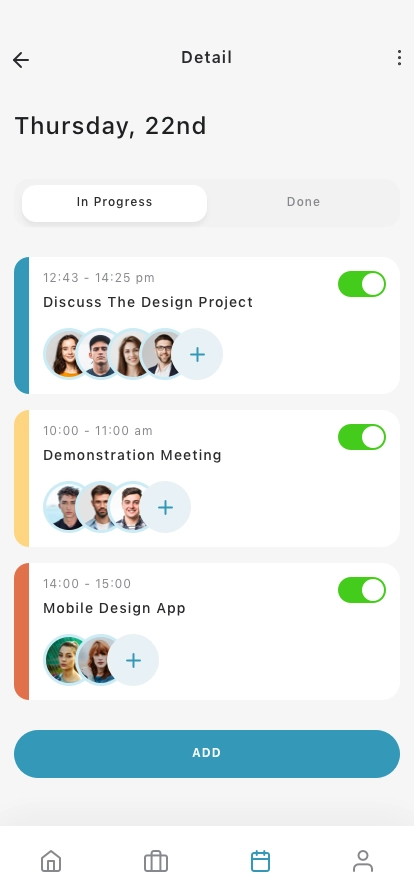 Manage Meetings & Tasks Mobile App UI Kit - Screenshot 4
