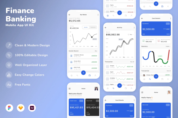 Finance & Banking Mobile App UI Kit