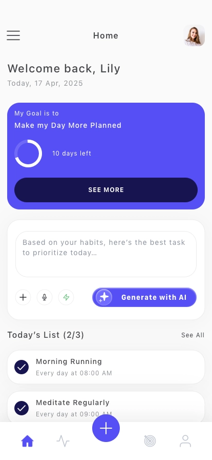 AI Habit Tracker Mobile App UI Kit - Screenshot 1