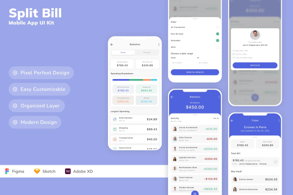 Split Bill Mobile App UI Kit