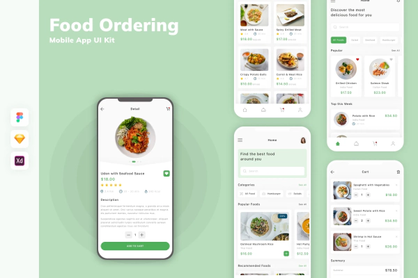 Food Ordering Mobile App UI Kit