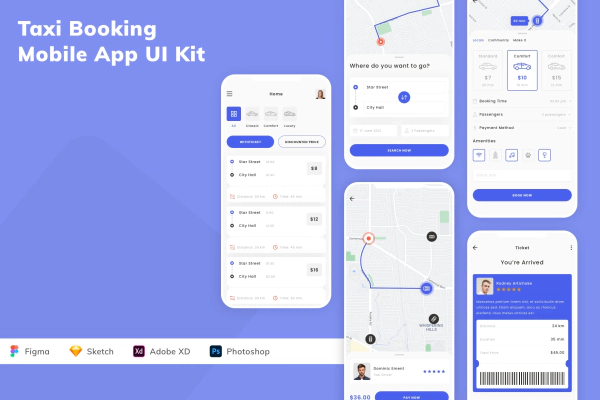 Taxi Booking Mobile App UI Kit