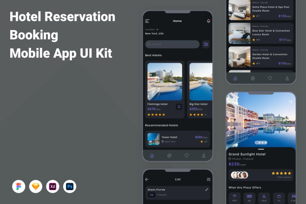 Hotel Reservation & Booking Mobile App UI Kit