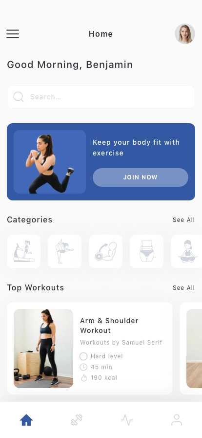 Exercise & Fitness Mobile App UI Kit - Screenshot 1