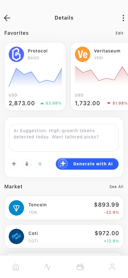AI Crypto Market Mobile App UI Kit - Screenshot 2