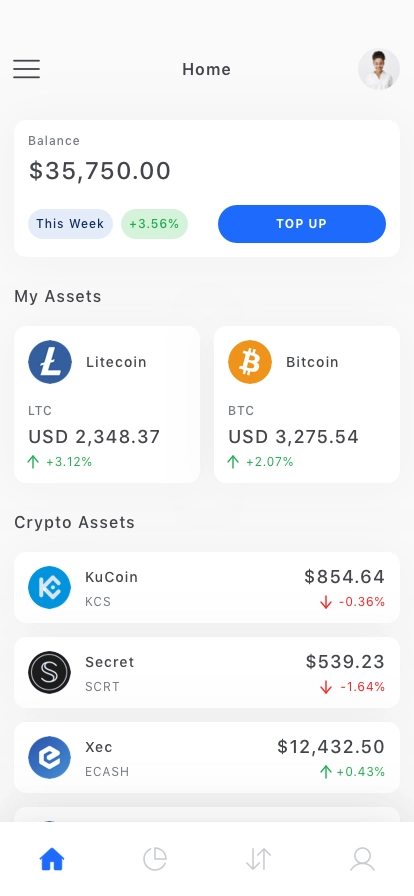 Cryptocurrency Mobile App UI Kit - Screenshot 1