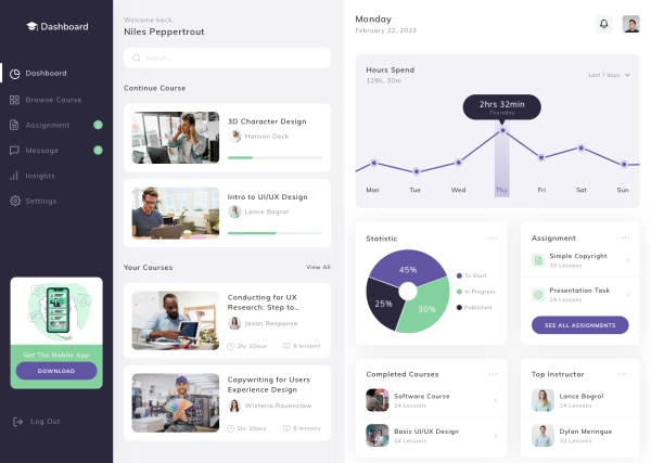 E-Learning Platform Dashboard UI Kit - Screenshot 1