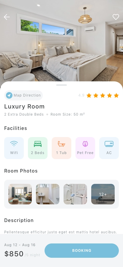 Hotel Booking Mobile App UI Kit - Screenshot 5