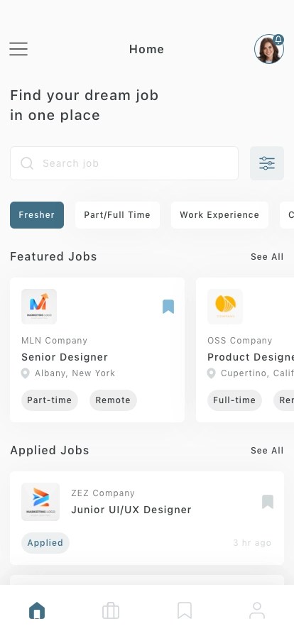 Career Finder Mobile App UI Kit - Screenshot 1