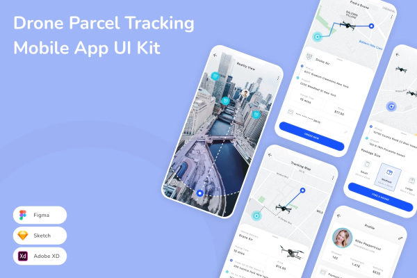 Drone Parcel Tracking Mobile App UI Kit