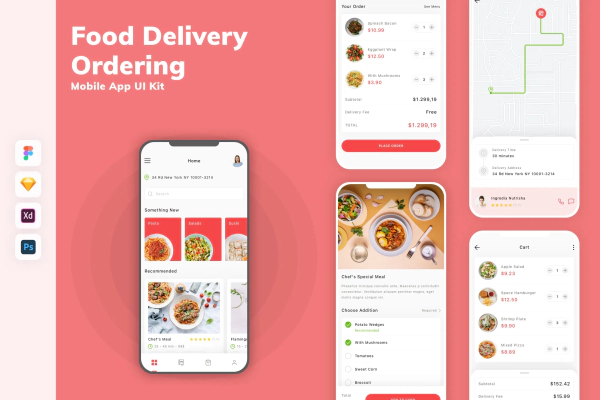 Food Delivery & Ordering Mobile App UI Kit