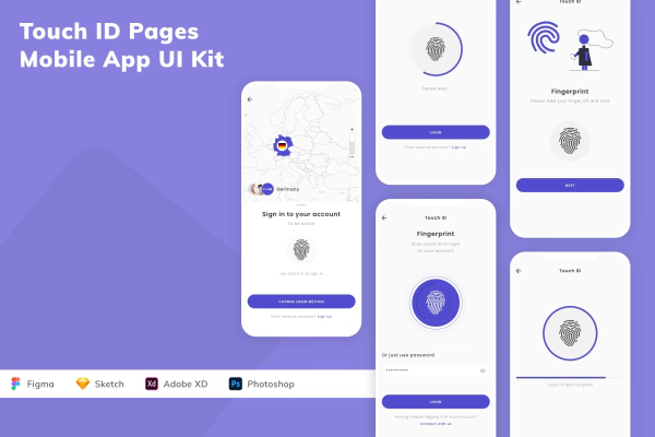 Touch ID Pages Mobile App UI Kit