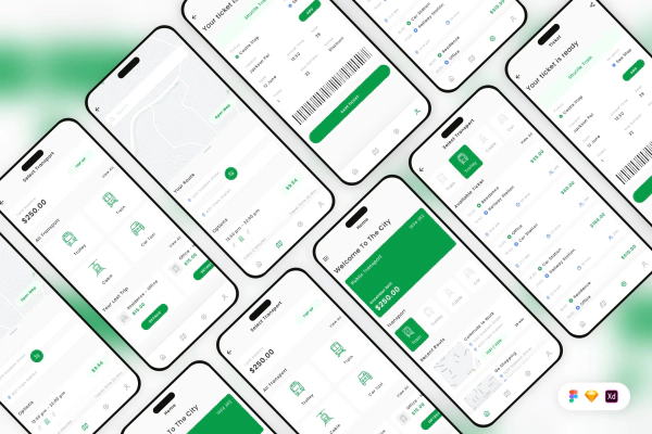 Public Transport Mobile App UI Kit