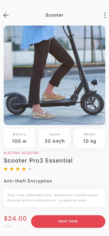 Scooter Rental Mobile App UI Kit - Screenshot 3