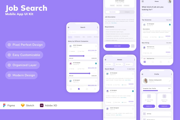 Job Search Mobile App UI Kit