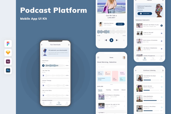 Podcast Platform Mobile App UI Kit