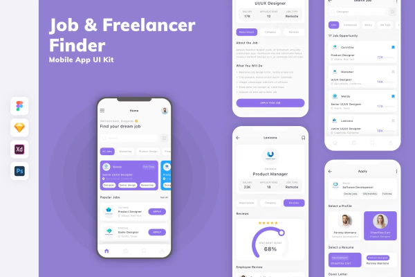 Job & Freelancer Finder Mobile App UI Kit