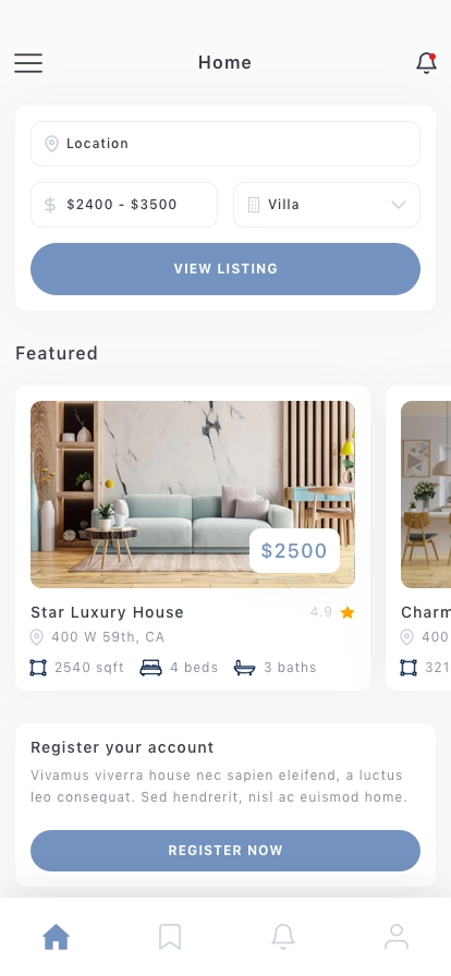 Rental Property Mobile App UI Kit - Screenshot 3