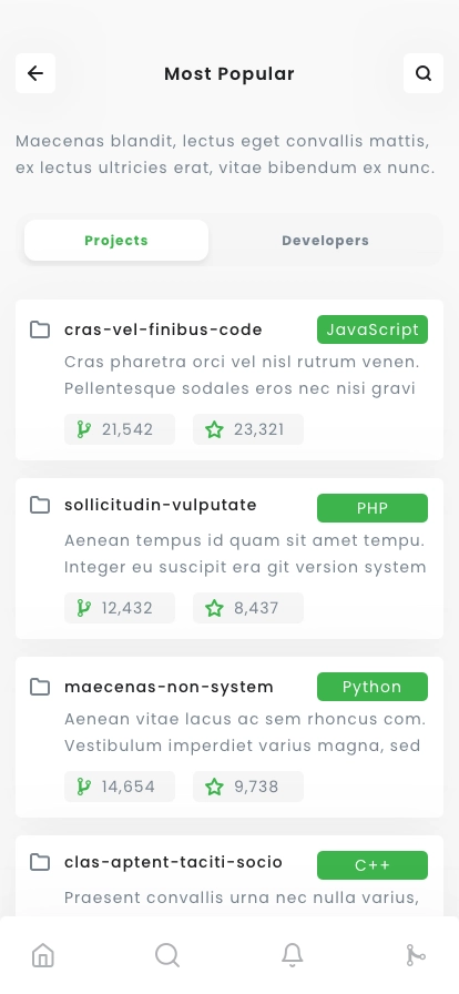 Git Version Control System & Repo Mobile App UI Kit - Screenshot 3